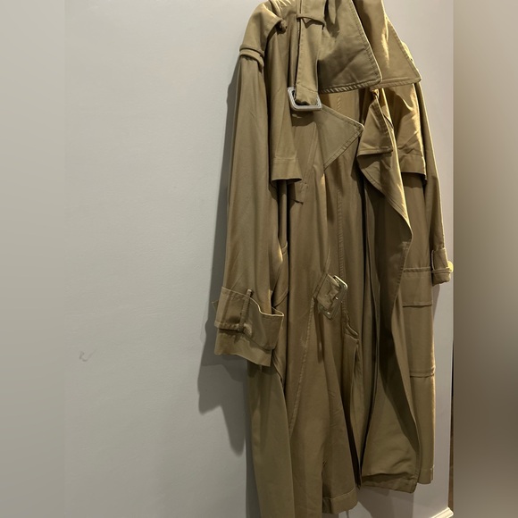ZARA Women’s Oversized Tan Beige Double Breasted Long Trench Coat Oversized L-XL - Picture 3 of 10